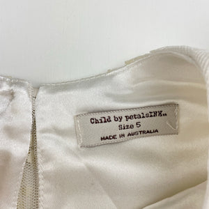 Girls Child by Petals Ink, Designer lined tulle formal / party dress, Made in Aus, small mark on front, FUC, size 5, L: 55cm