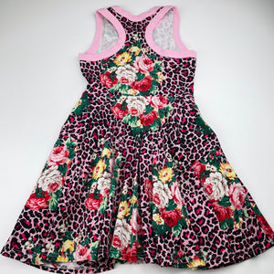 Girls Rock Your Kid, stretchy floral & animal print waisted dress, GUC, size 7, L: 65cm