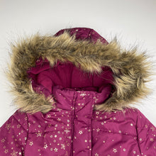 Load image into Gallery viewer, Girls NAUTICA, fleece lined hooded puffer jacket / coat, L: 47cm, EUC, size 3,  