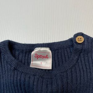 Unisex Sprout, ribbed stretchy long sleeve top, EUC, size 1,  