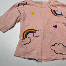 Load image into Gallery viewer, Girls cotton, pyjama top, rainbows, GUC, size 4,  