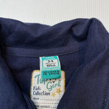 Load image into Gallery viewer, Girls Top Top Girl, navy fleece lined zip up sweater, EUC, size 3-4,  