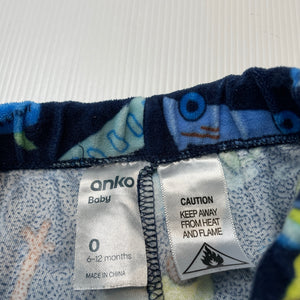 Boys Anko, lightweight fleece pyjama pants / bottoms, EUC, size 0,  