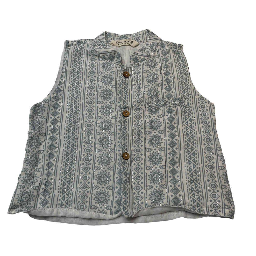 Unisex READIPRINT FASHIONS, metallic stripe lightweight sleeveless top, EUC, size 1,  