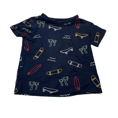 Boys Anko, navy cotton tee / top, skateboards, GUC, size 3,  