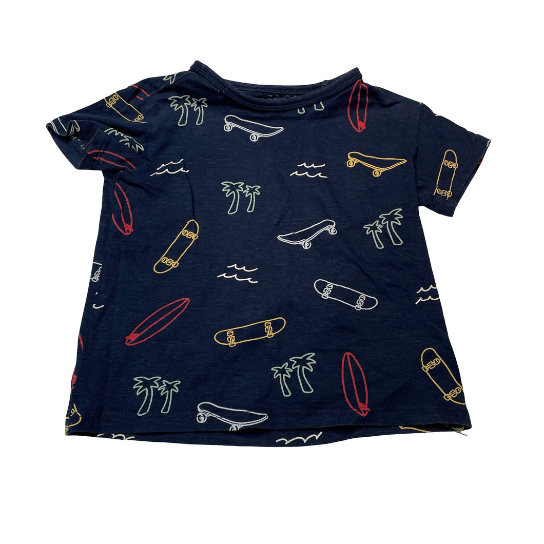Boys Anko, navy cotton tee / top, skateboards, GUC, size 3,  