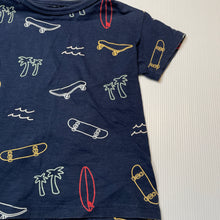 Load image into Gallery viewer, Boys Anko, navy cotton tee / top, skateboards, GUC, size 3,  