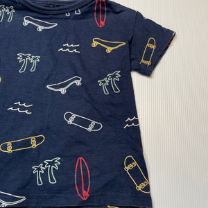 Boys Anko, navy cotton tee / top, skateboards, GUC, size 3,  