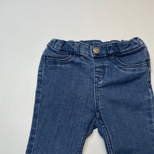 Load image into Gallery viewer, Girls H&amp;M, blue stretchy denim jeans / pants, adjustable, Inside leg: 29cm, GUC, size 1,  