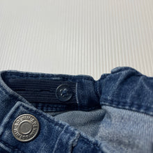 Load image into Gallery viewer, Girls H&amp;M, blue stretchy denim jeans / pants, adjustable, Inside leg: 29cm, GUC, size 1,  