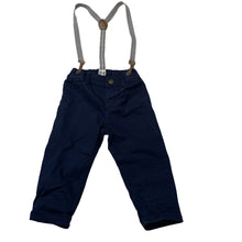 Load image into Gallery viewer, Boys H&amp;M, navy stretch cotton pants, adjustable, Inside leg: 27cm, EUC, size 1,  