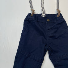 Load image into Gallery viewer, Boys H&amp;M, navy stretch cotton pants, adjustable, Inside leg: 27cm, EUC, size 1,  