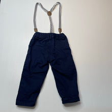Load image into Gallery viewer, Boys H&amp;M, navy stretch cotton pants, adjustable, Inside leg: 27cm, EUC, size 1,  