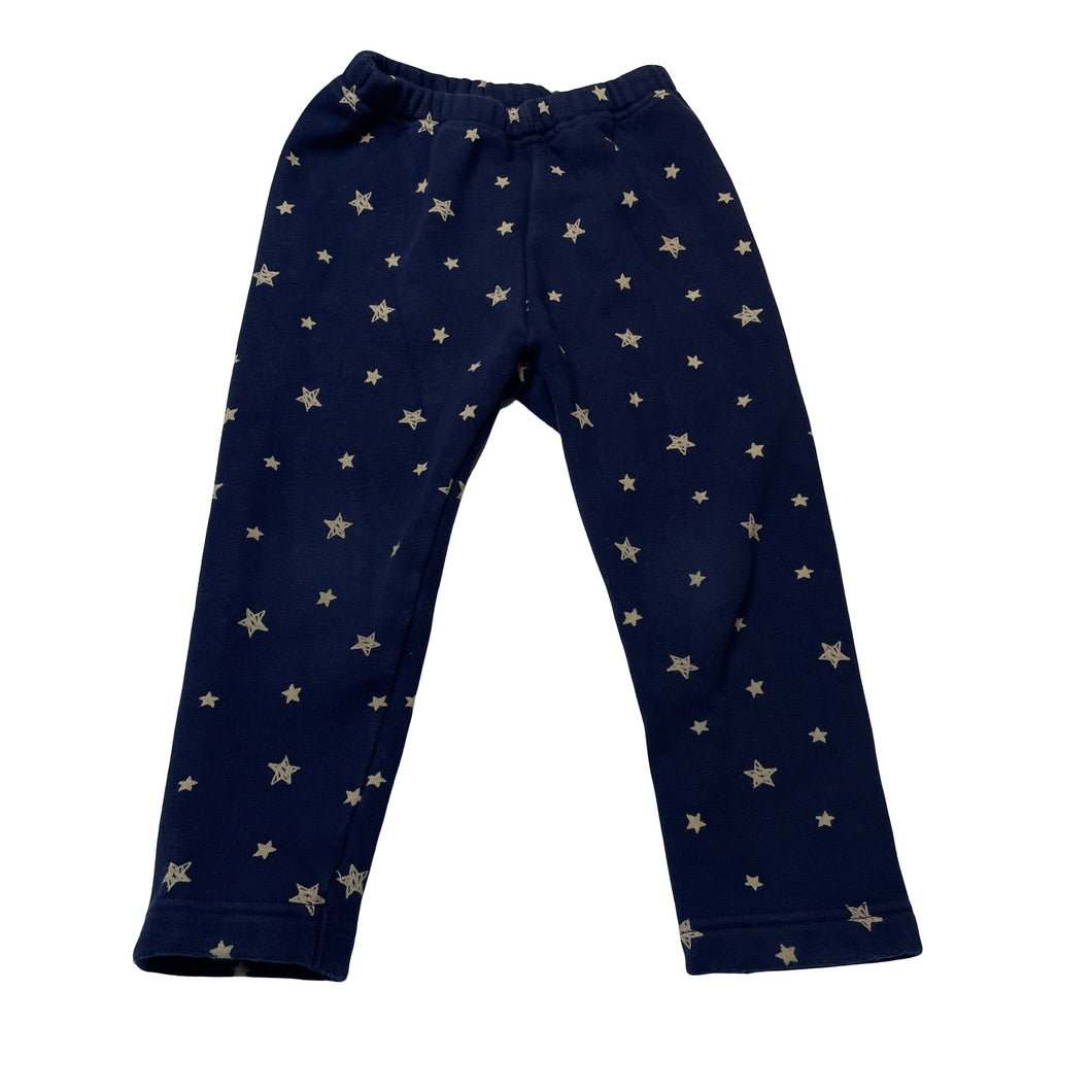 Girls Uniqlo, navy fleece lined pants, elasticated, FUC, size 2,  