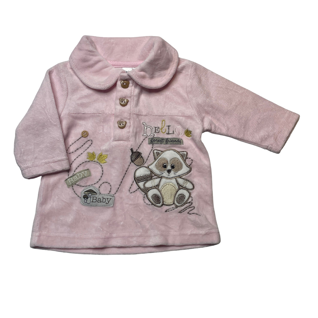 Girls Baby Baby, embroidered velour long sleeve top, EUC, size 000,  