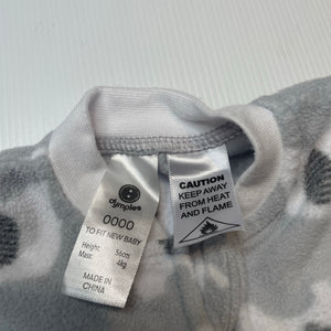 Unisex Dymples, soft fleece zip coverall / romper, EUC, size 0000,  