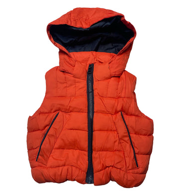 Boys Lily & Dan, orange hooded puffer vest, marks at neck/hood, FUC, size 0,  