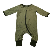 Load image into Gallery viewer, Unisex Anko, green stretchy zip romper, GUC, size 0000,  