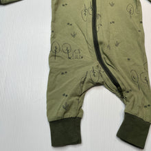 Load image into Gallery viewer, Unisex Anko, green stretchy zip romper, GUC, size 0000,  