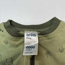 Load image into Gallery viewer, Unisex Anko, green stretchy zip romper, GUC, size 0000,  