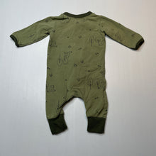 Load image into Gallery viewer, Unisex Anko, green stretchy zip romper, GUC, size 0000,  