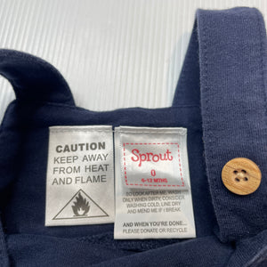 Boys Sprout, navy cotton overalls / shortalls, EUC, size 0,  