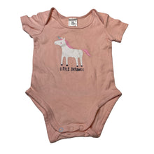 Load image into Gallery viewer, Girls Kids &amp; Co, pink cotton bodysuit / romper, unicorn, GUC, size 00,  