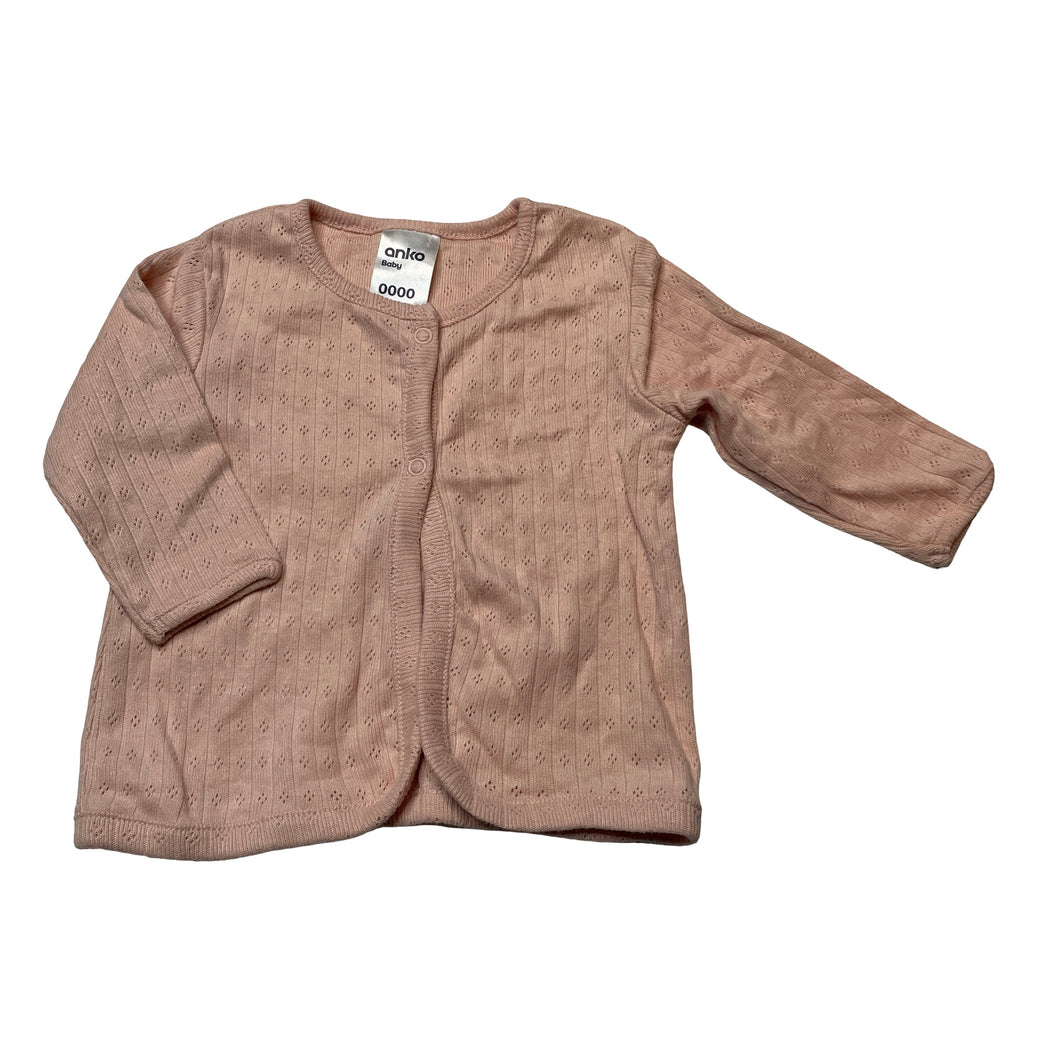 Girls Anko, lightweight pointelle cotton long sleeve top, EUC, size 0000,  