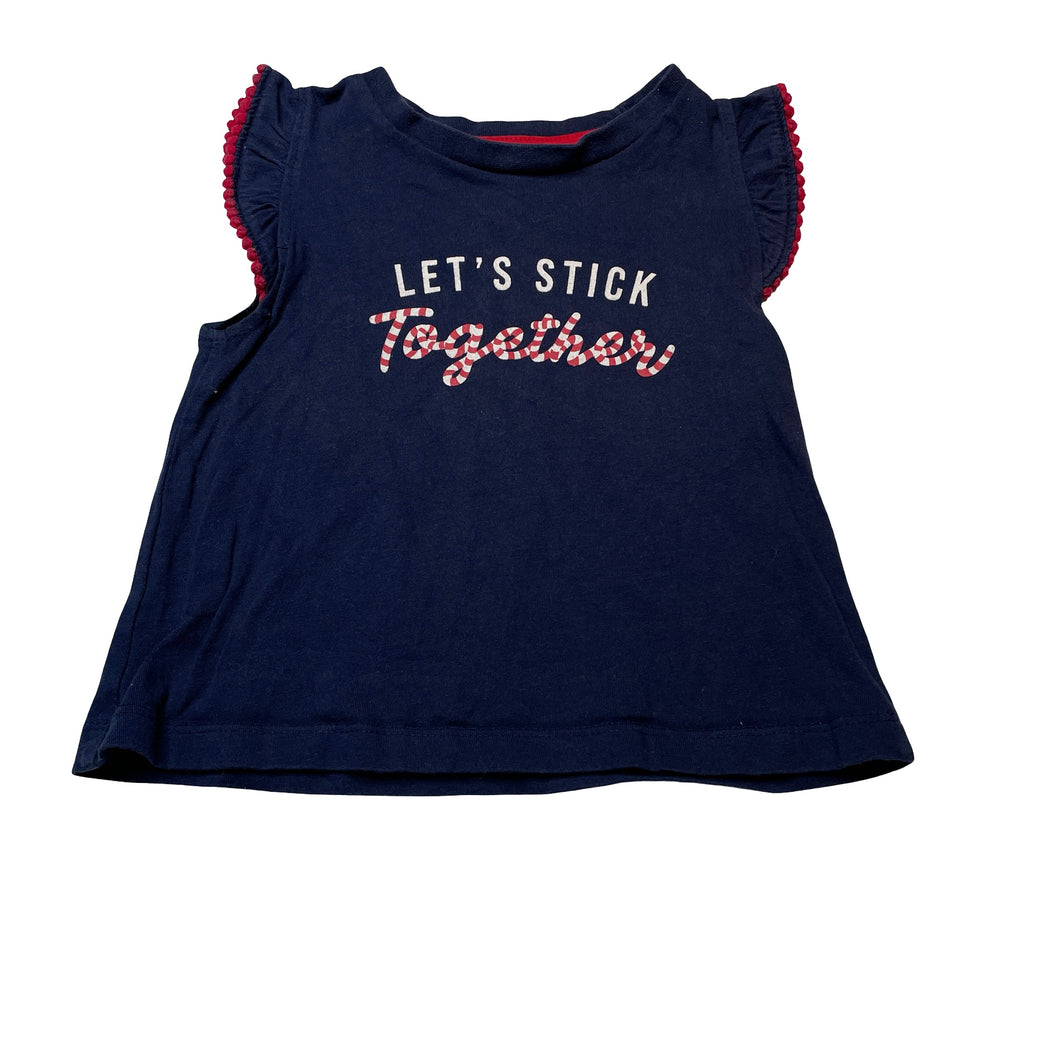 Girls Big W, navy tee / top, FUC, size 2,  