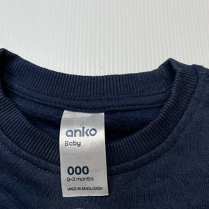 Boys Anko, lightweight fleece lined sweater / top, GUC, size 000,  