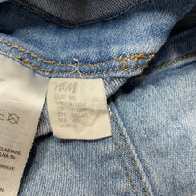 Load image into Gallery viewer, Girls H&amp;M, stretch denim overalls dress / pinafore, GUC, size 1, L: 43cm