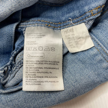 Load image into Gallery viewer, Girls H&amp;M, stretch denim overalls dress / pinafore, GUC, size 1, L: 43cm