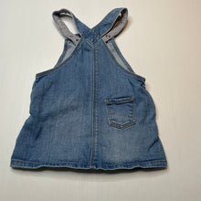 Load image into Gallery viewer, Girls H&amp;M, stretch denim overalls dress / pinafore, GUC, size 1, L: 43cm