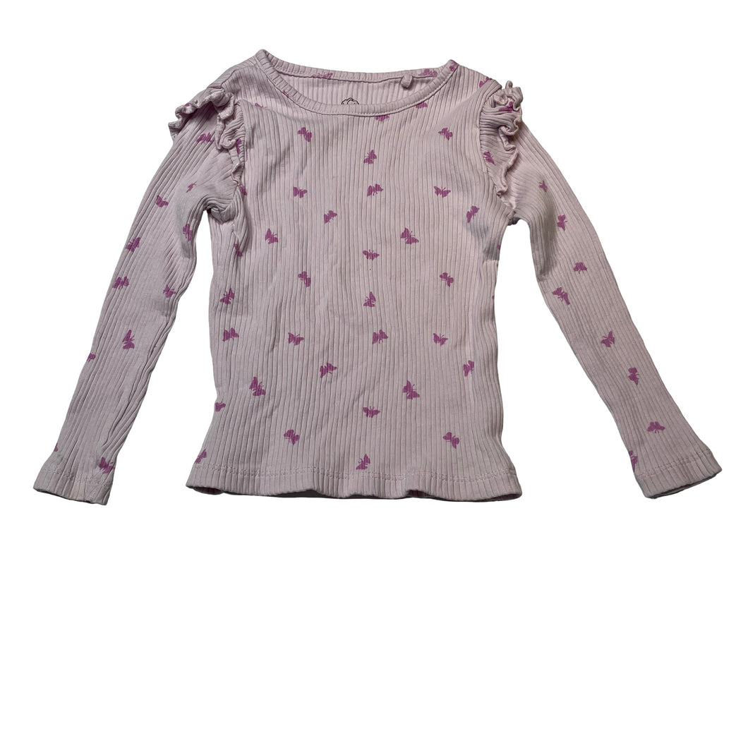 Girls Favourites, ribbed organic cotton long sleeve top, FUC, size 2,  