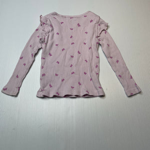 Girls Favourites, ribbed organic cotton long sleeve top, FUC, size 2,  