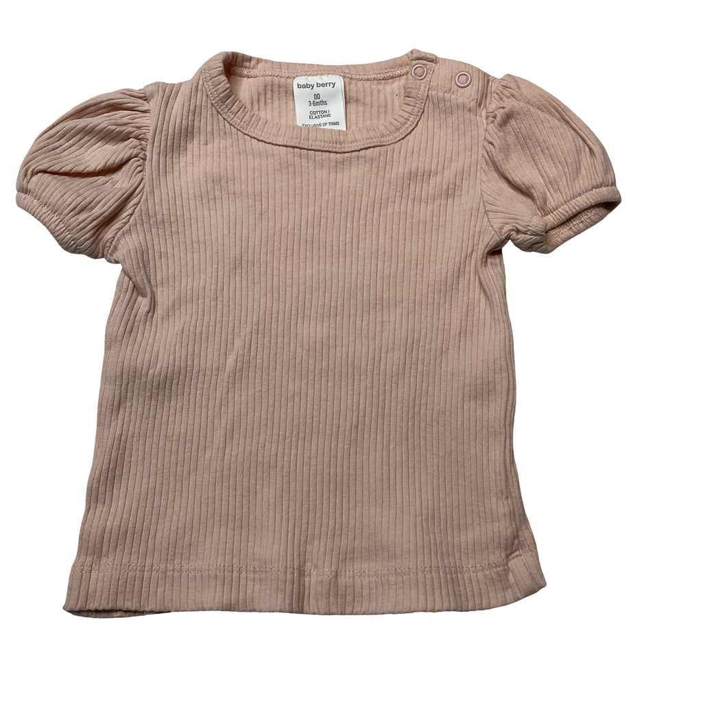 Girls Baby Berry, pink ribbed tee / top, GUC, size 00,  