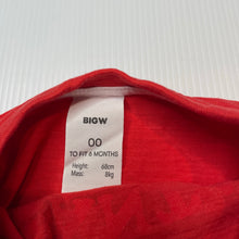 Load image into Gallery viewer, Unisex Big W, organic cotton Christmas tee / top, EUC, size 00,  
