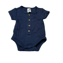 Load image into Gallery viewer, Boys Anko, blue waffle henley bodysuit / romper, EUC, size 0000,  