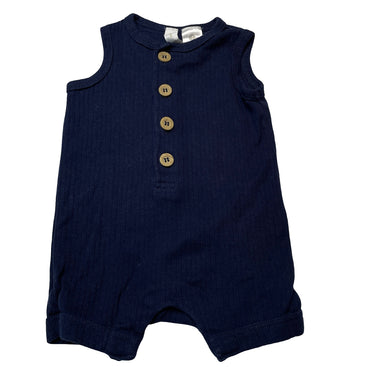 Boys Dymples, navy ribbed cotton romper, EUC, size 00,  