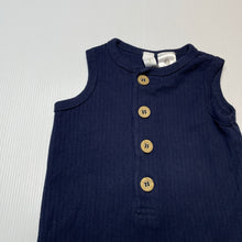 Load image into Gallery viewer, Boys Dymples, navy ribbed cotton romper, EUC, size 00,  