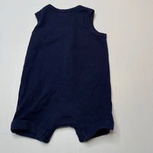 Load image into Gallery viewer, Boys Dymples, navy ribbed cotton romper, EUC, size 00,  