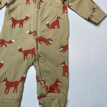 Load image into Gallery viewer, Unisex Target, organic cotton blend zip romper, foxes, EUC, size 000,  