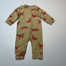 Load image into Gallery viewer, Unisex Target, organic cotton blend zip romper, foxes, EUC, size 000,  