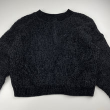 Load image into Gallery viewer, Girls H&amp;M, black chenille knit sweater / jumper, EUC, size 11-12,  