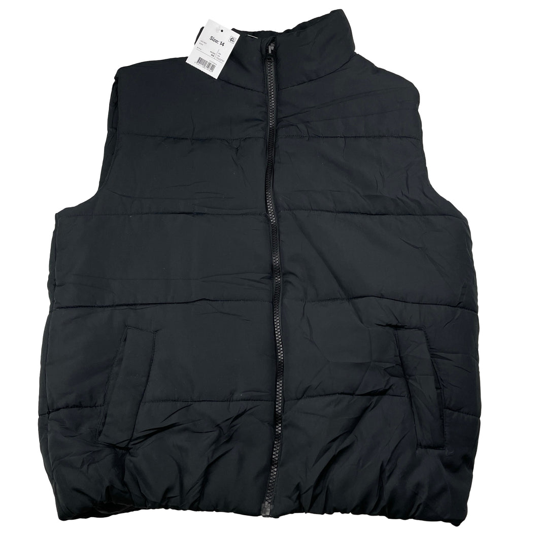 Unisex Anko, black puffer vest / sleeveless jacket, NEW, size 14,  