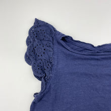 Load image into Gallery viewer, Girls Brilliant Basics, broderie trim navy cotton top, GUC, size 5,  