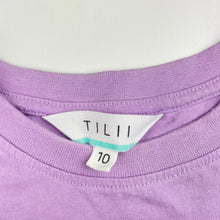 Load image into Gallery viewer, Girls Tilii, purple &amp; grey tie front tee / top, FUC, size 10,  