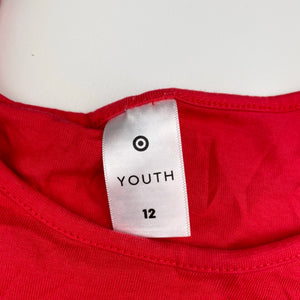 Girls Target, broderie trim red cotton top, GUC, size 12,  