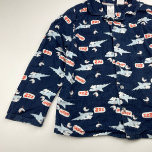 Boys Brilliant Basics, flannel cotton pyjama top, sharks, FUC, size 7,  
