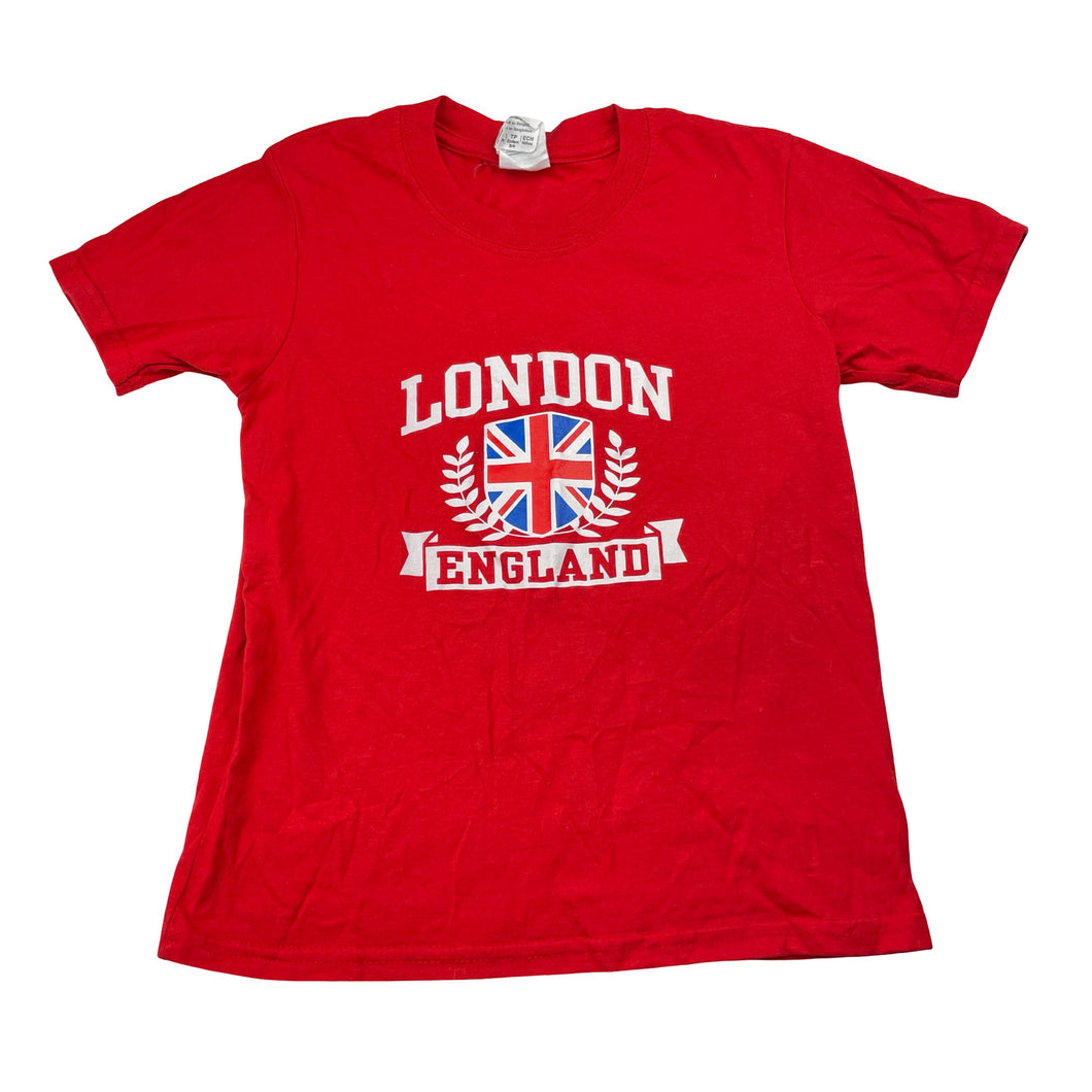 Unisex GILDAN, red cotton tee / top, London, GUC, size 3-4,  